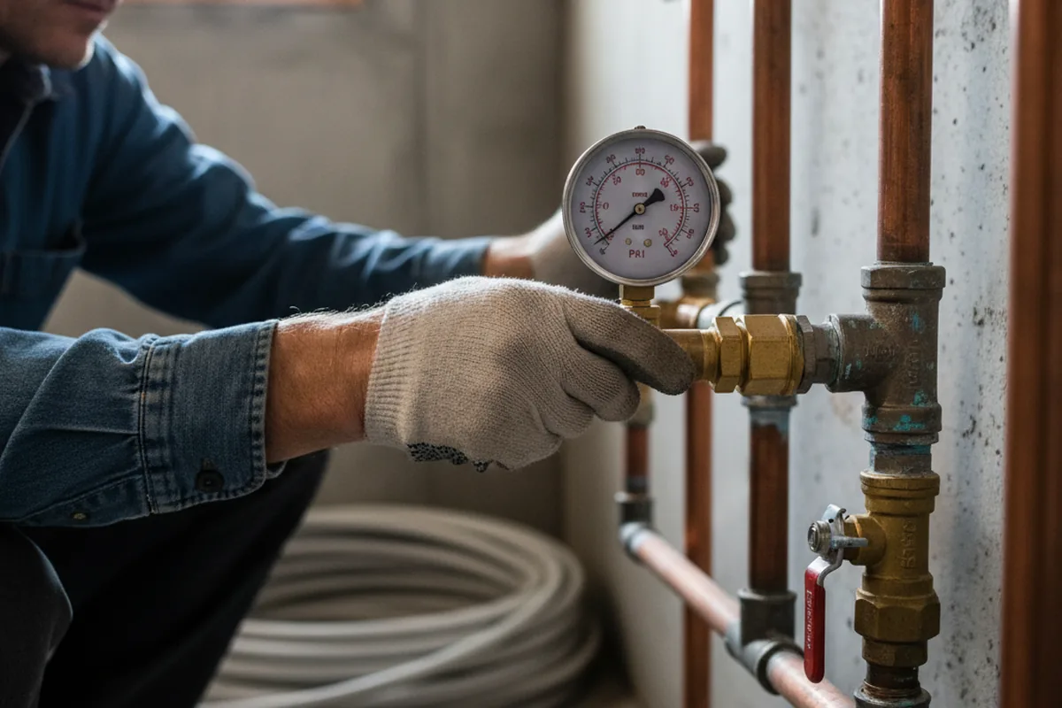 Pressure testing a repaired line during Water Line Repair in Olar