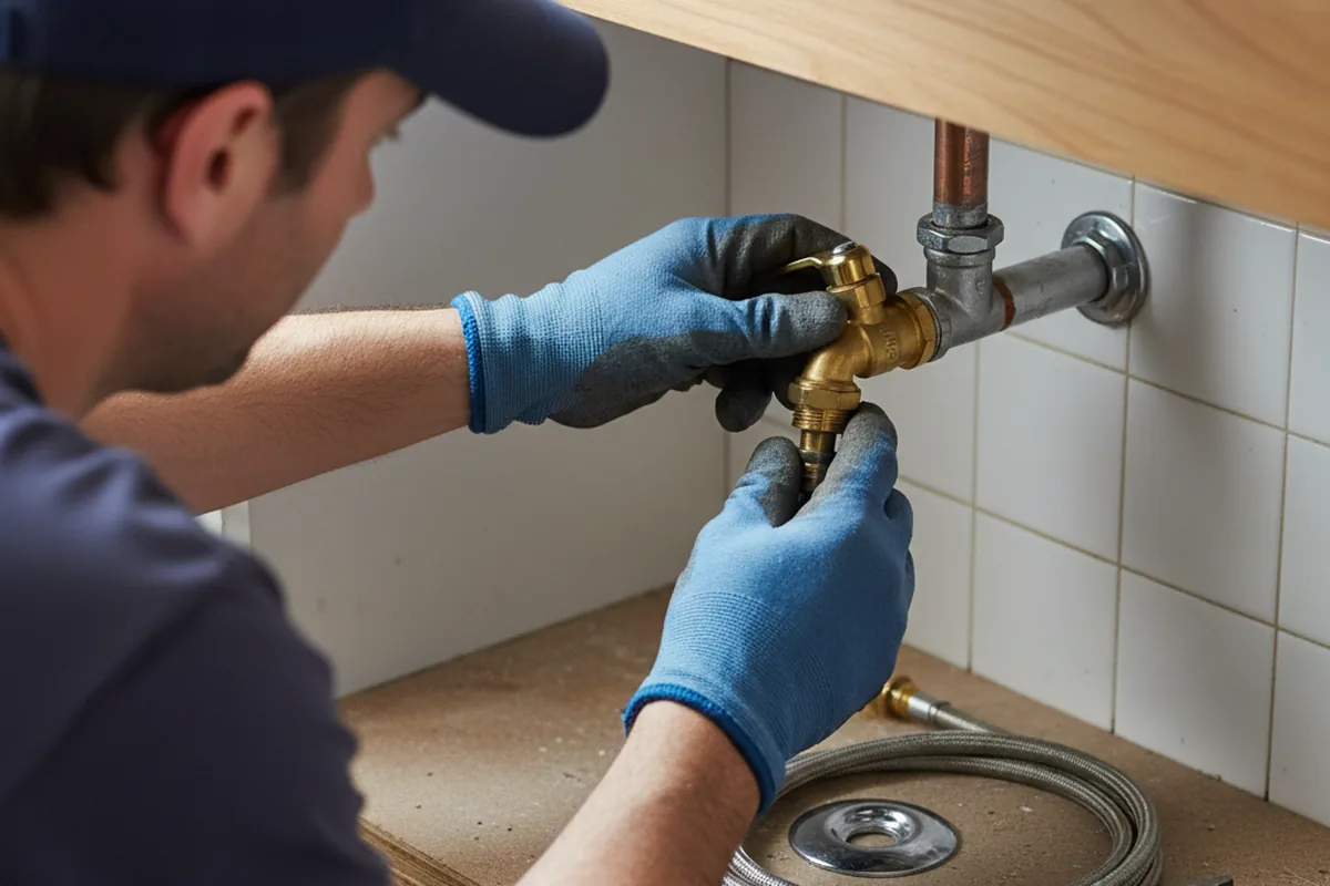 Shutoff valve and fitting work during Emergency Plumbing in Olar